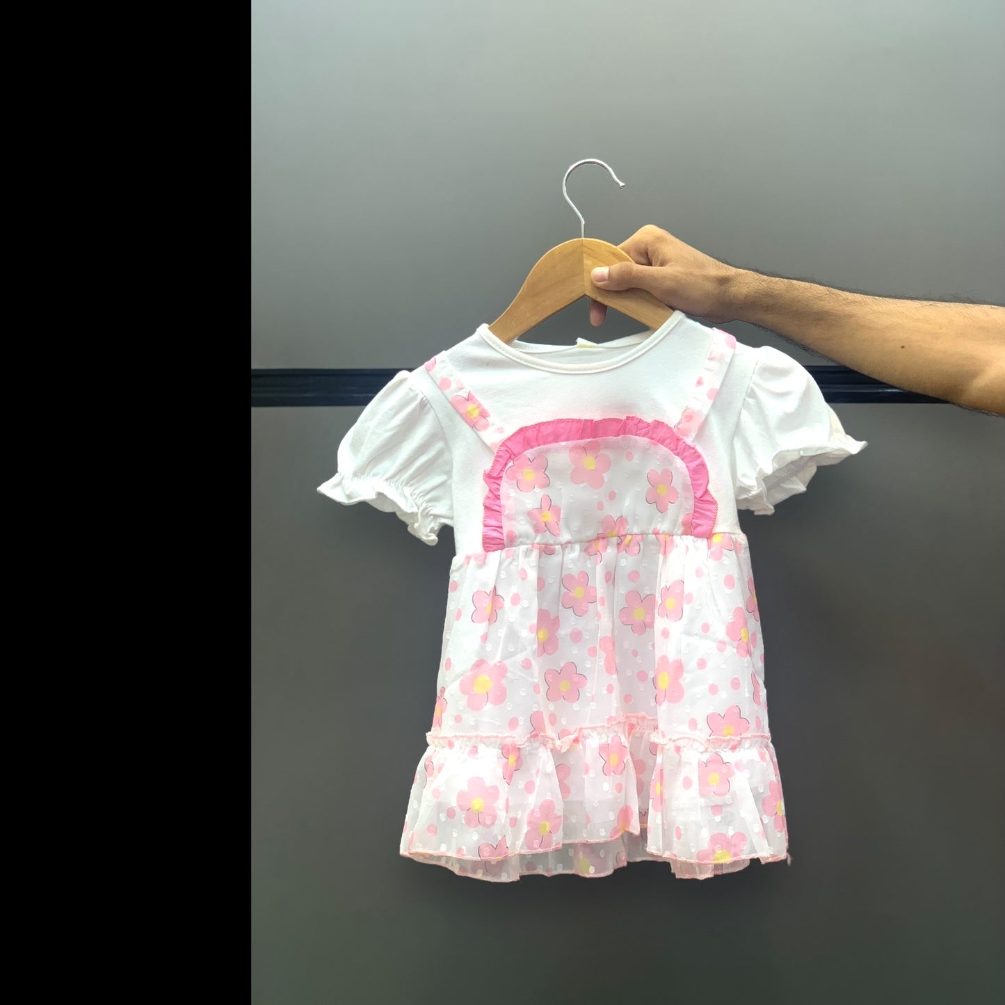 Soft fabric and Net causal frock | 9 Month to 3 Years