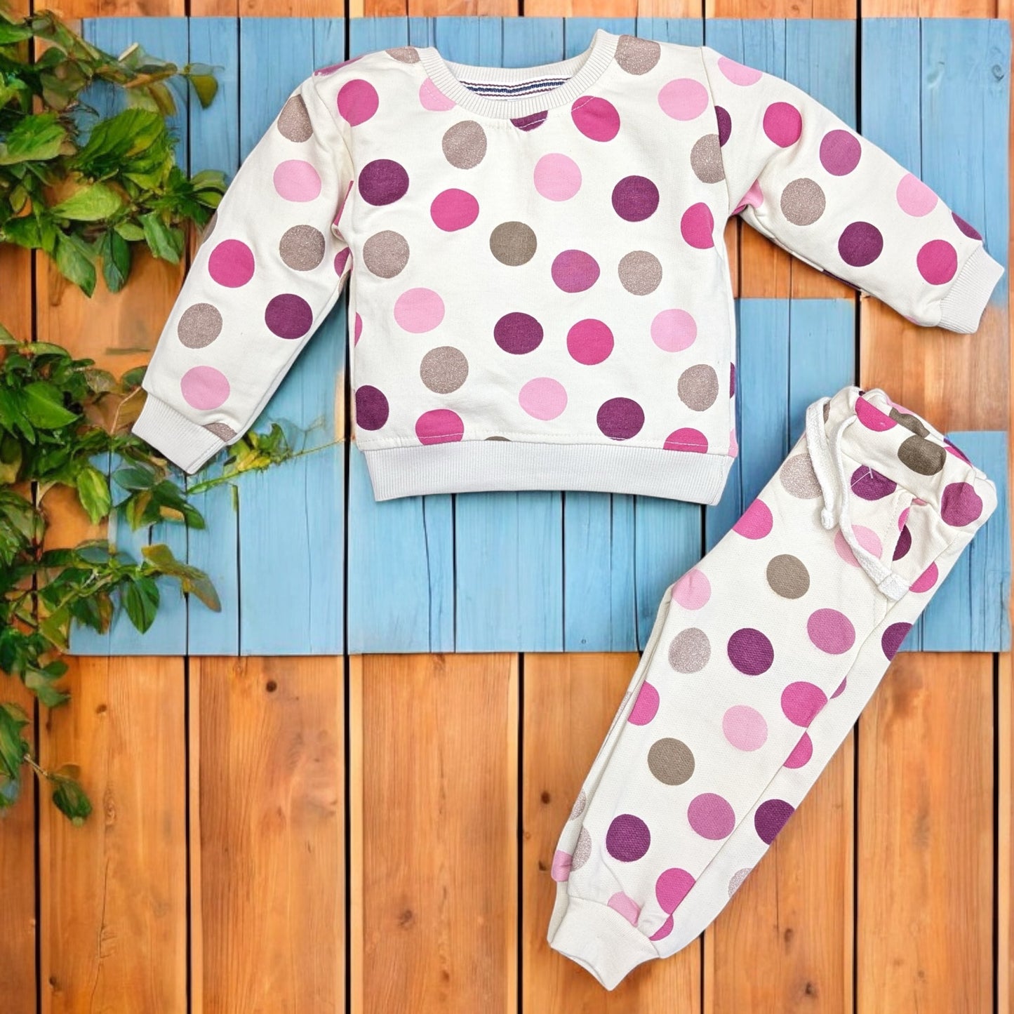 Polka Dot theme Multicolor Terry mid season suit | 1 Year to 3.5 Years