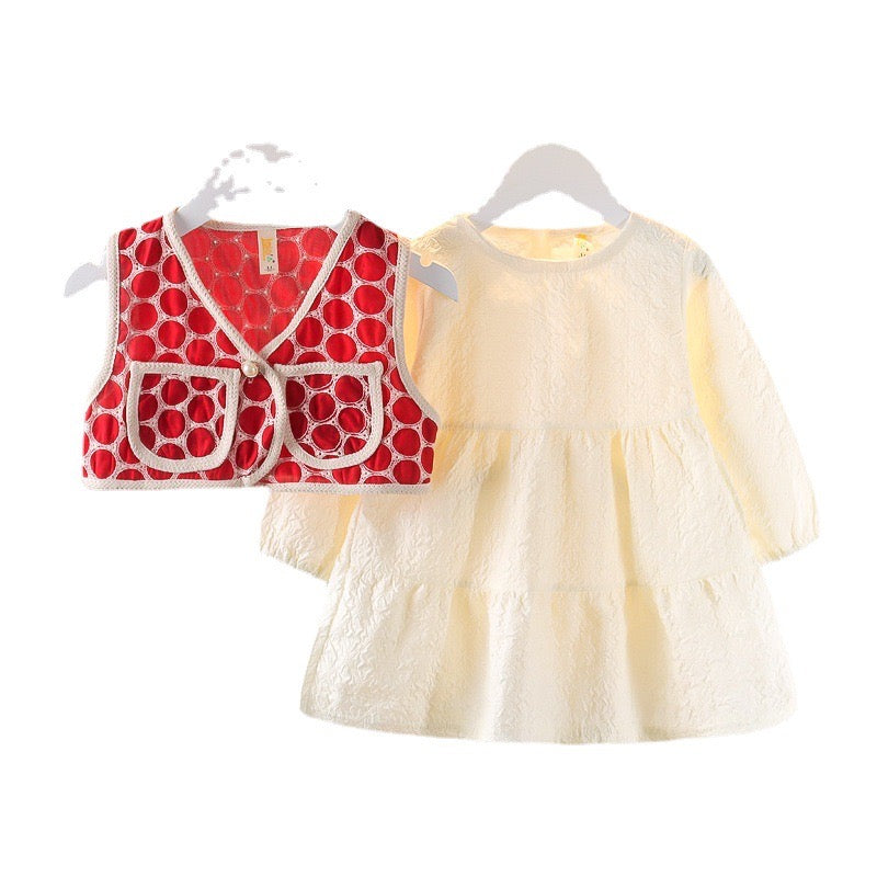 Pashtoon Style mid seasin frock with coat | 1-4 Years