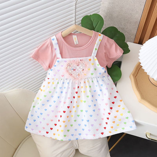 Heart Print baby girl semi formal frock | 9 Month to 3 Years