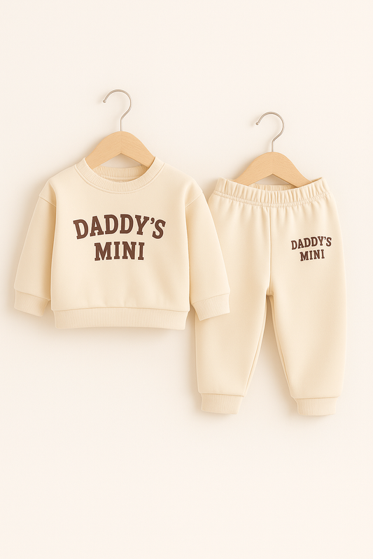 Daddy’s Mini Cream Co-Ord – Baby & Toddler Sweatshirt + Jogger Set | 3-7 Years