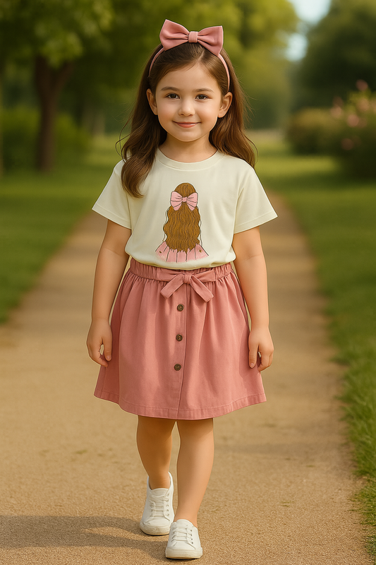 Baby Girl Printed jersey Shirt Georgette Skirt suit 4-7 Years