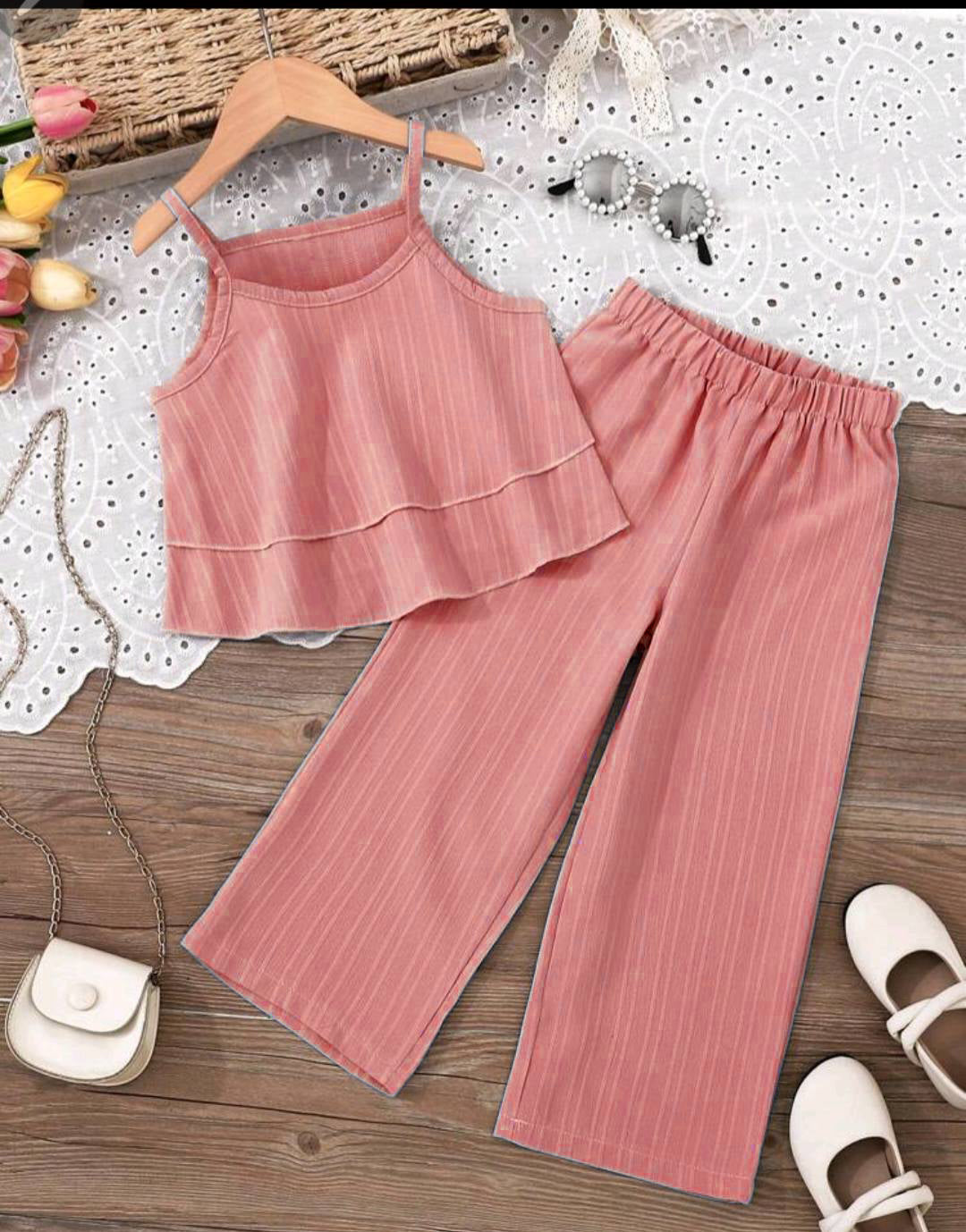 Sando Style Girl Ruffle Strap Co-Ord set outdoor wear |4-7 Years