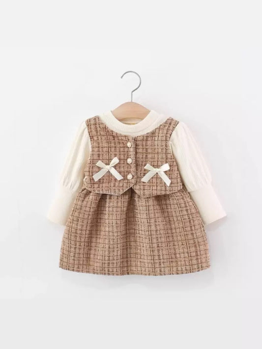 Mid Season fabric korean  Style Fancy Frock | 9 Month to 3.5 Years