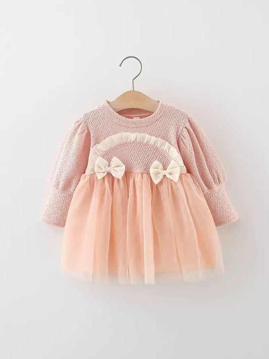 Pink Sober soft fabric and net Mid Season frock | 9 Month to 3.5 Years