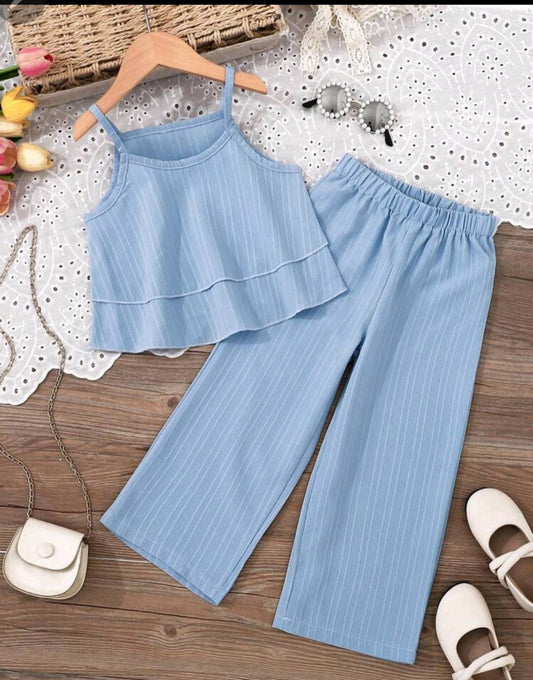 Sando Style Girl Ruffle Strap Co-Ord set outdoor wear |4-7 Years