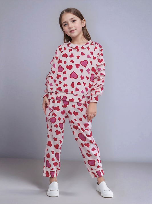Heart Print imported Crape Fabric Suit | 2.5-4.5 Years