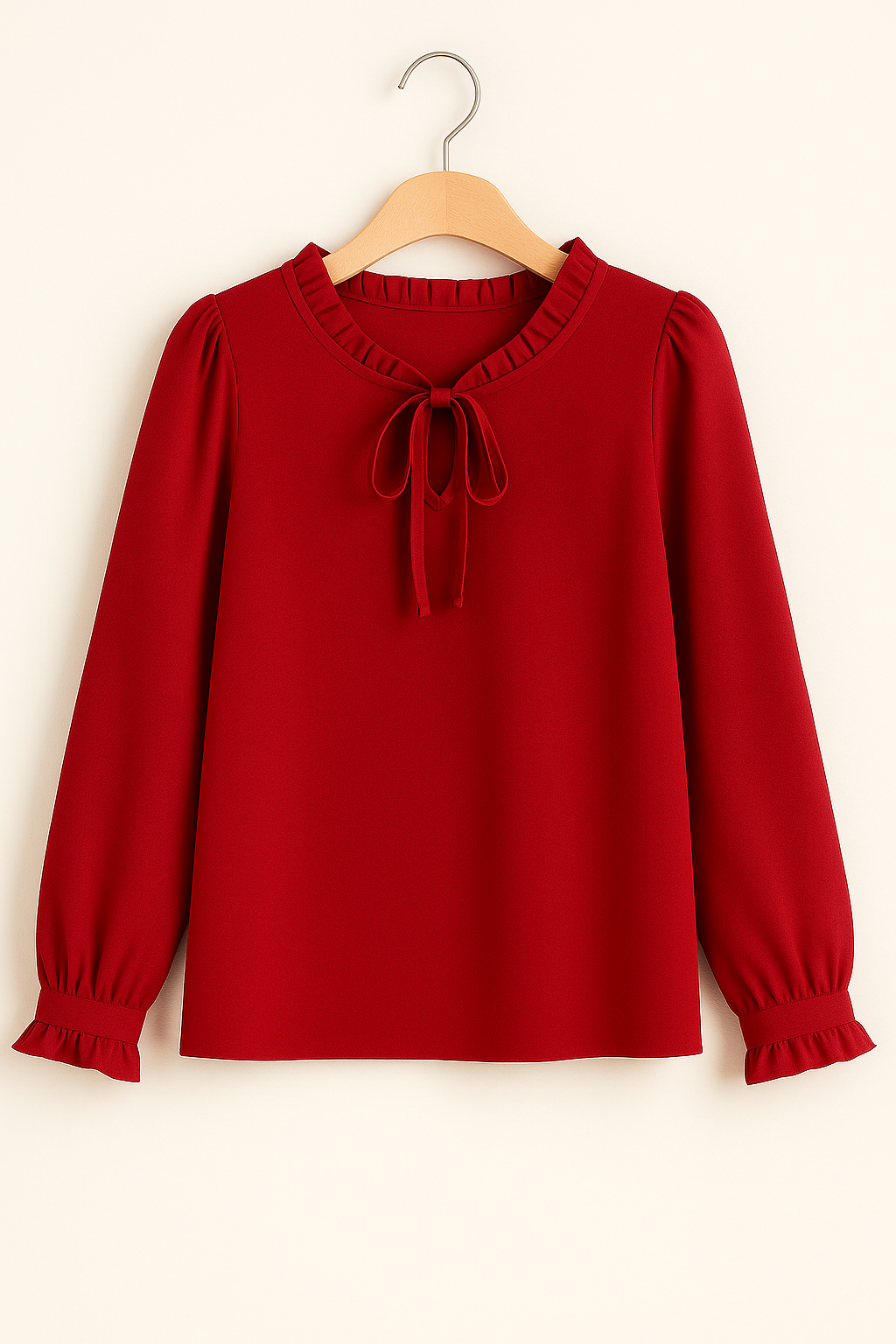 Girls Crepe Ruffle-Neck Tie Top – Crepe Fabric |  4-7 Years