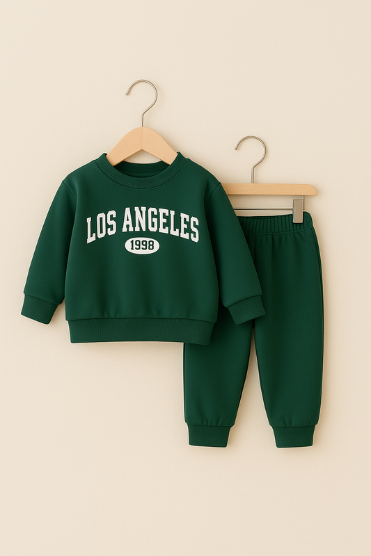 Dark Green Tracksuit – Cozy 2-Piece Sweatshirt & Jogger Set | 3-7 Years