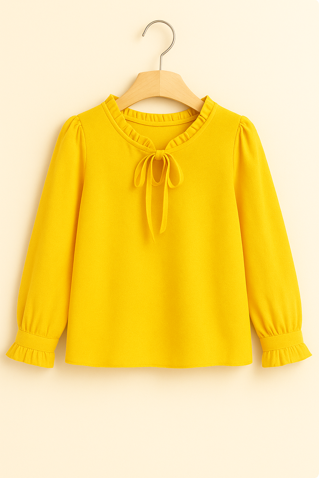 Girls Crepe Ruffle-Neck Tie Top – Crepe Fabric |  4-7 Years