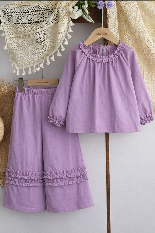 Girl's Lawn cotton Blush Ruffle Charm Two-Piece Set | 4-7 Years