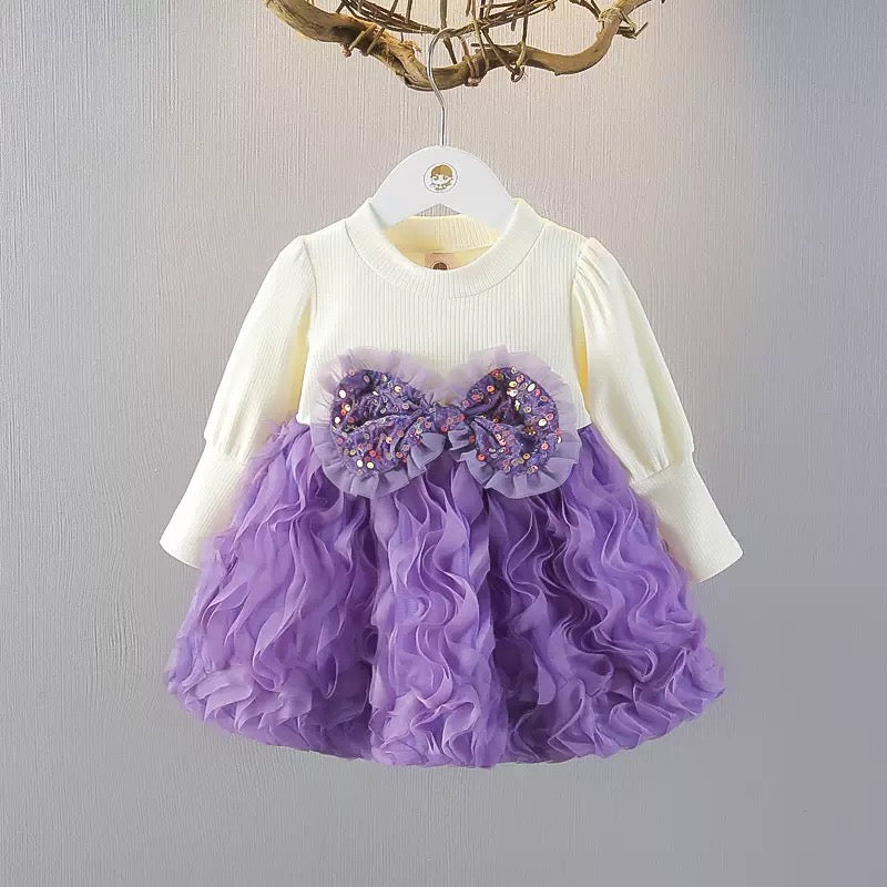 Trending Purple theme Soft fabric mid Season Korean frock | 9 Month to 3.5 Years