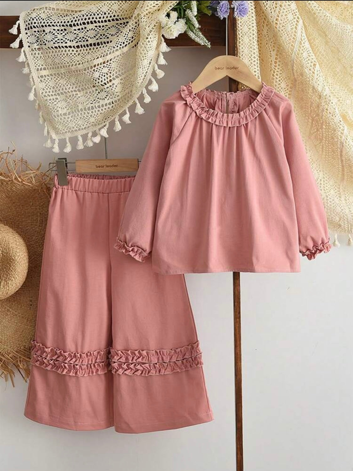 Girl's Lawn cotton Blush Ruffle Charm Two-Piece Set | 4-7 Years