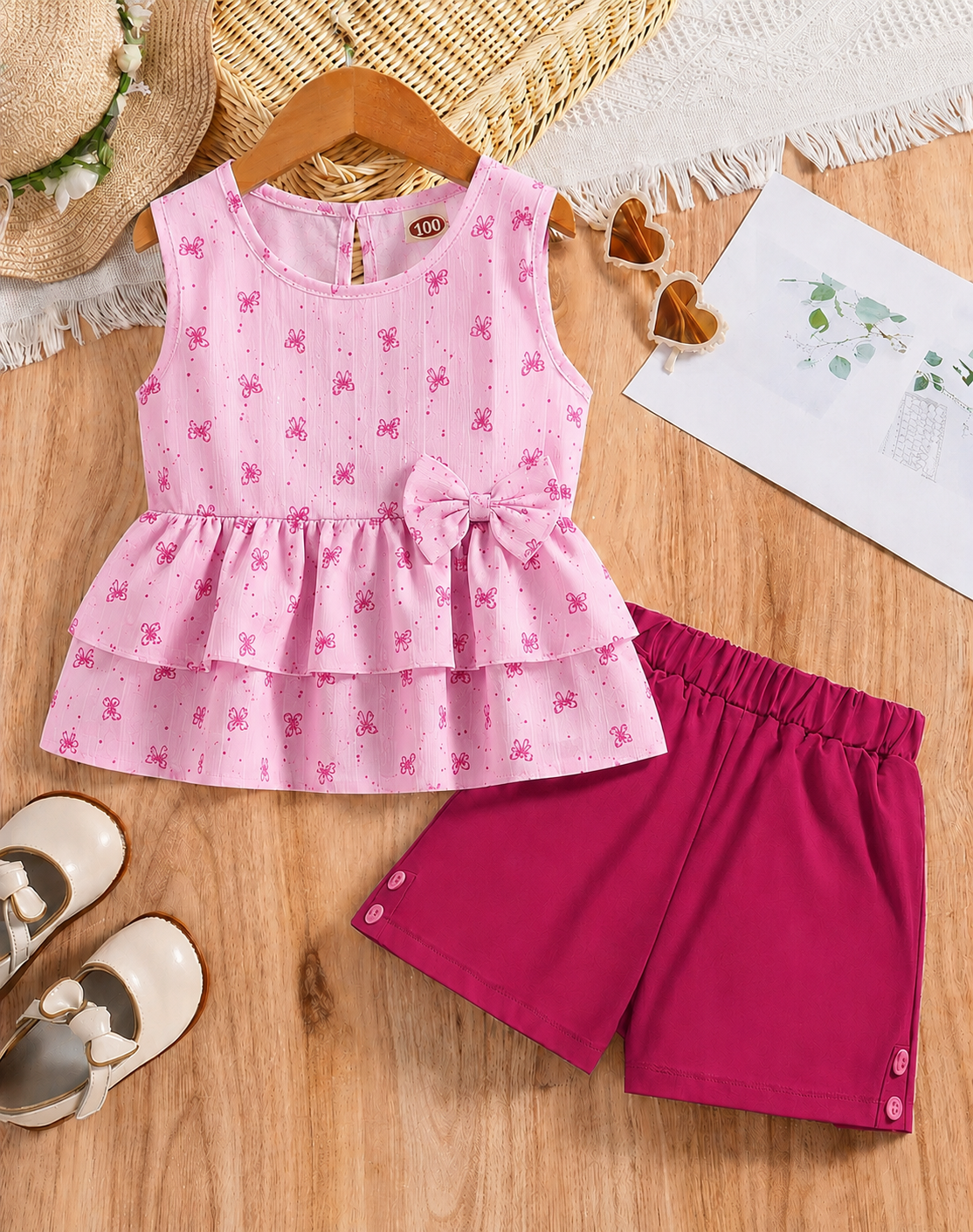 Girls Floral  Peplum Top & Shorts 2-Piece Summer Set | 1-3 Years