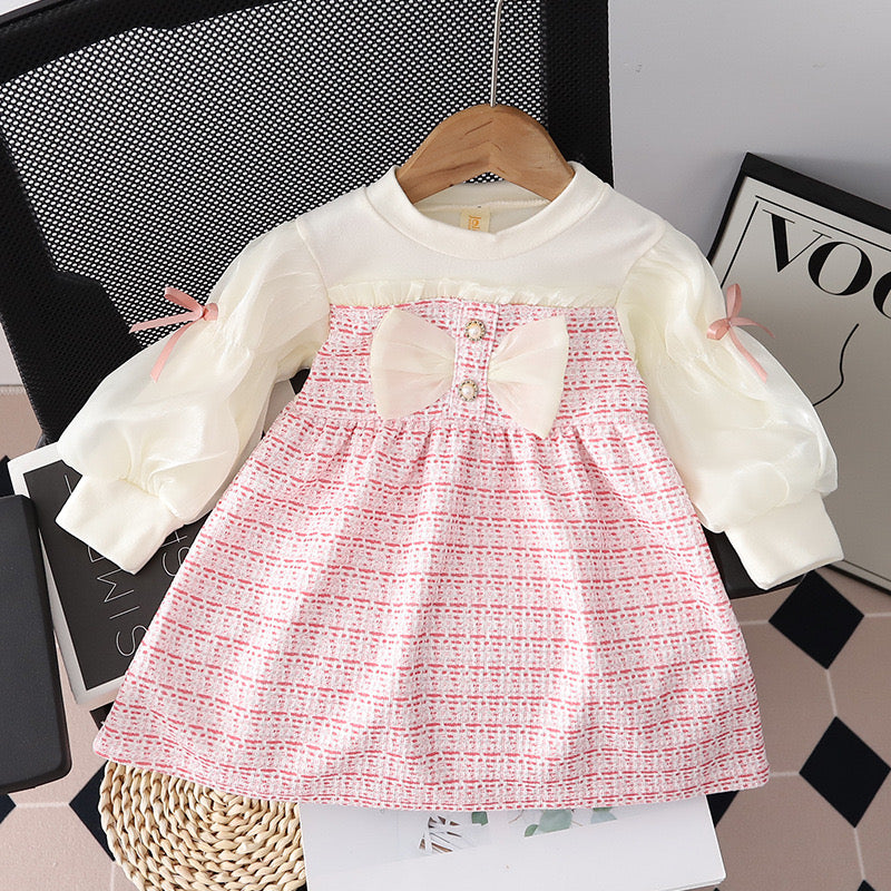 Check Style bow Formal frock winter 6 Month to 3.5 Year